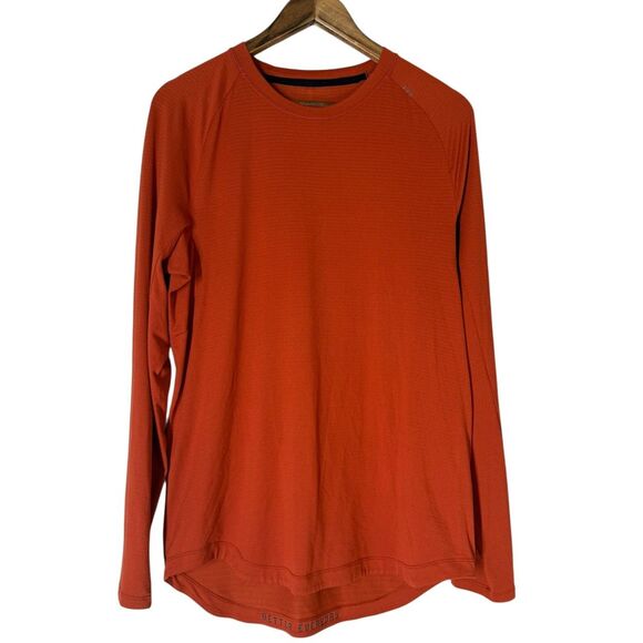 Lululemon Mens Vented Orange Long Sleeve Shirt Sz S Athletic Running Performance - Picture 1 of 9